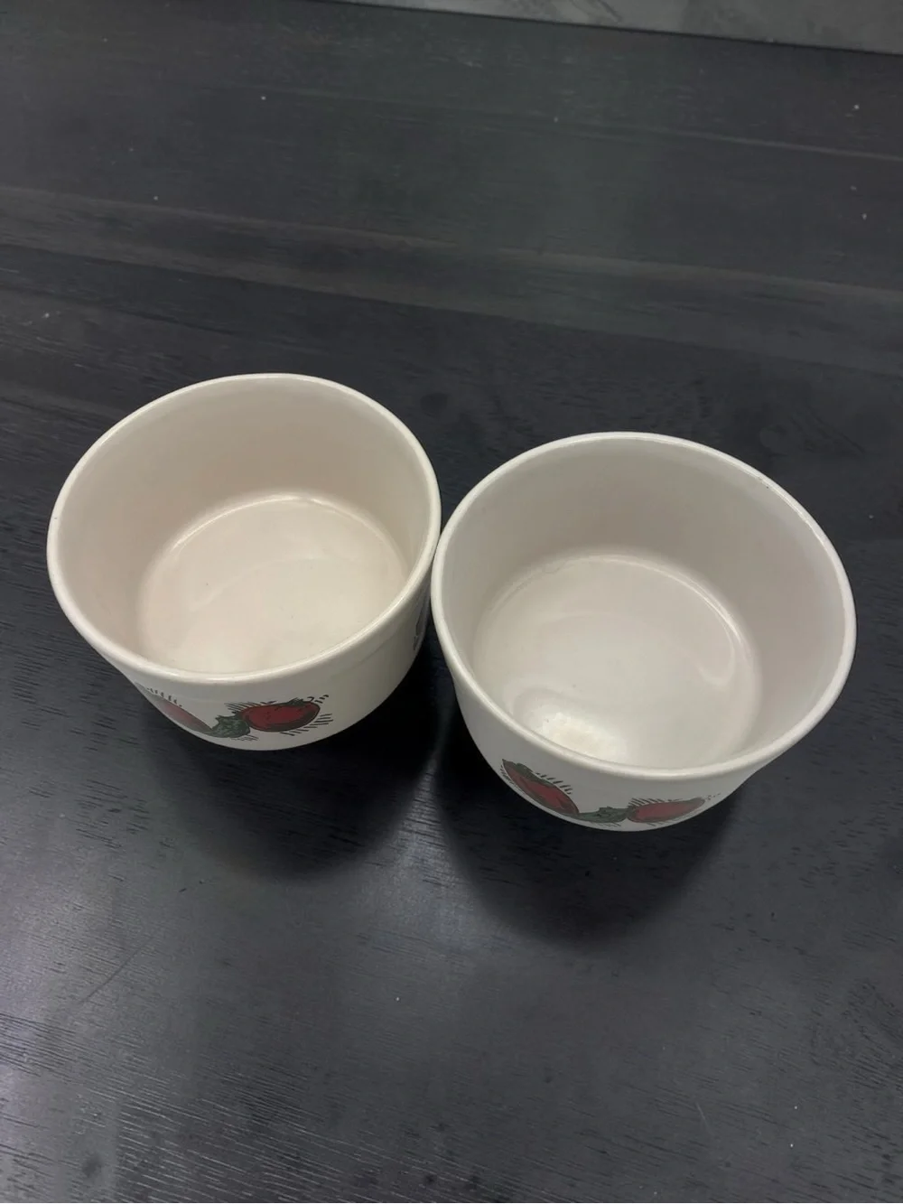 Vintage 90s Houston Foods Ceramic Ramekins Tidbit Set Of 2 Dish Dip Bowl Peppers